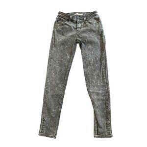Levis (Womens 26) Grey Super Skinny Mid Rise Stretch Snap Ankle Denim 5 Pocket